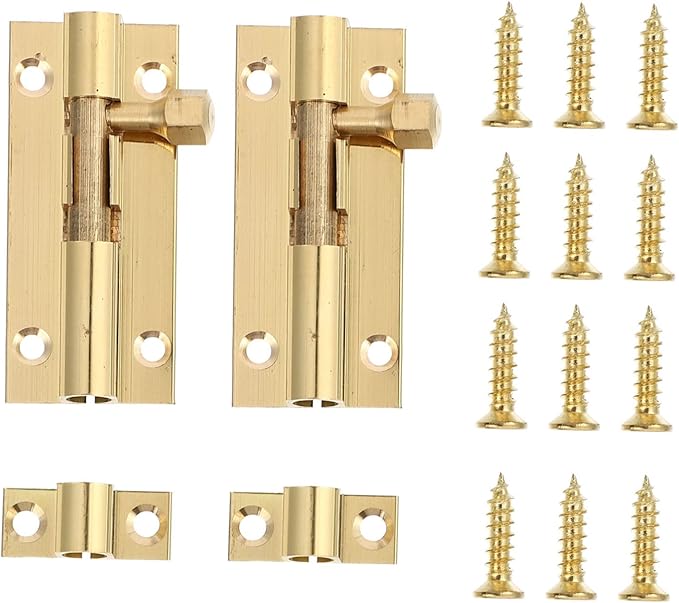 مزلاج باب بمزلاج مسطح مزدوج للبوابة 5.8×1 سم نحاس 2 قطعة، متين ومستلزمات - Image 1