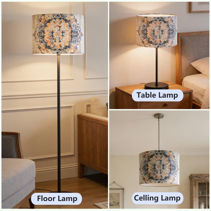 PEESIN Fabric Round Drum Lamp Shades, 13x13x10in Moroccan Trellis Lamp shade, Boho Lampshade Fit Spider, Farmhouse Lamp Shades for Table Lamps, Rustic for Floor Lamps, 1 Pack - Image 2