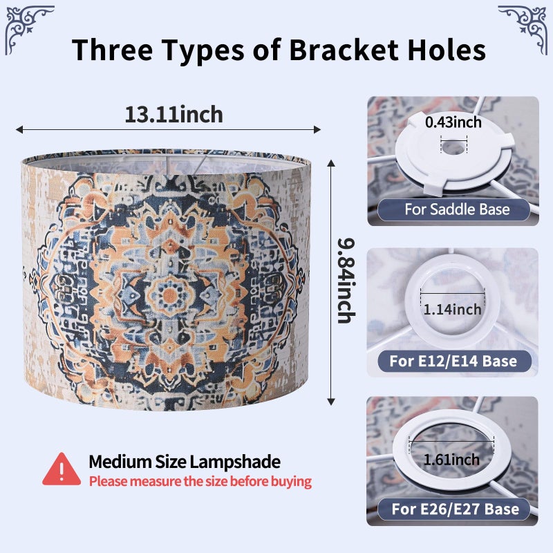 PEESIN Fabric Round Drum Lamp Shades, 13x13x10in Moroccan Trellis Lamp shade, Boho Lampshade Fit Spider, Farmhouse Lamp Shades for Table Lamps, Rustic for Floor Lamps, 1 Pack - Image 3