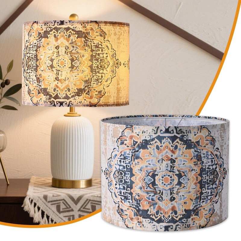 PEESIN Fabric Round Drum Lamp Shades, 13x13x10in Moroccan Trellis Lamp shade, Boho Lampshade Fit Spider, Farmhouse Lamp Shades for Table Lamps, Rustic for Floor Lamps, 1 Pack - Image 1