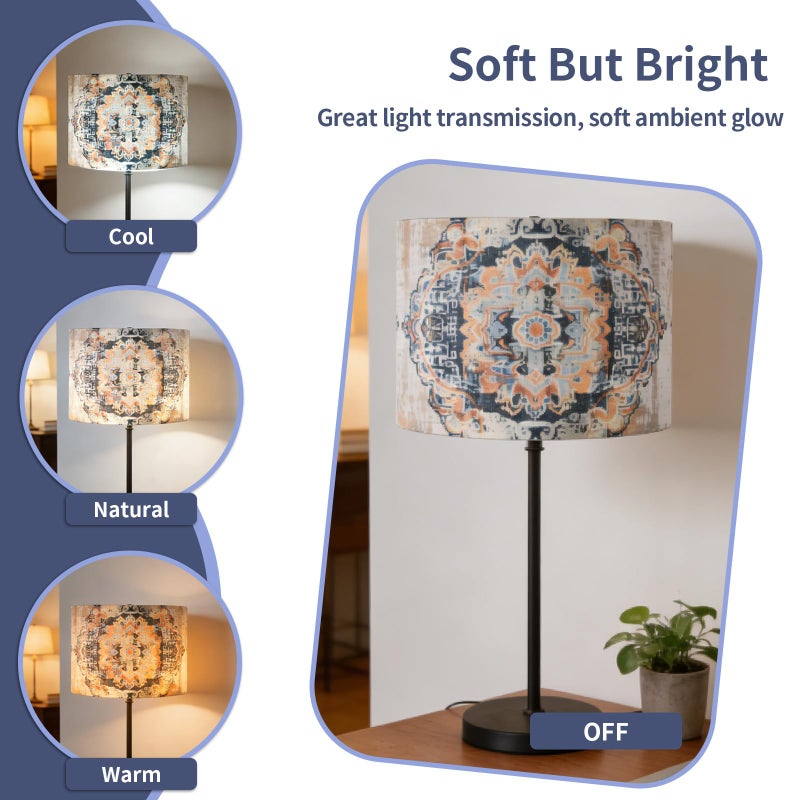 PEESIN Fabric Round Drum Lamp Shades, 13x13x10in Moroccan Trellis Lamp shade, Boho Lampshade Fit Spider, Farmhouse Lamp Shades for Table Lamps, Rustic for Floor Lamps, 1 Pack - Image 4