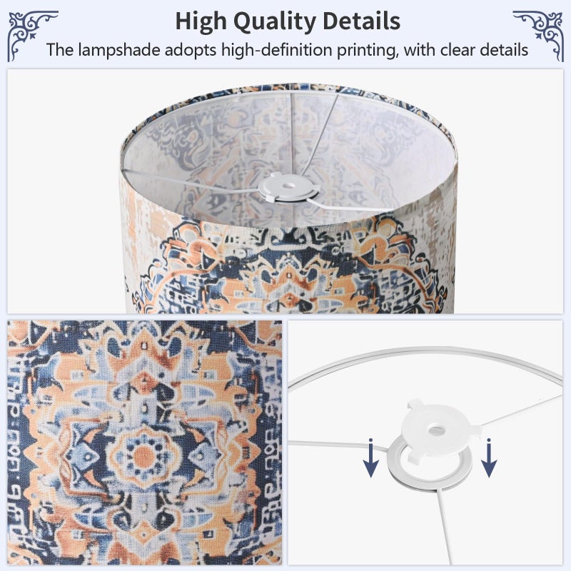 PEESIN Fabric Round Drum Lamp Shades, 13x13x10in Moroccan Trellis Lamp shade, Boho Lampshade Fit Spider, Farmhouse Lamp Shades for Table Lamps, Rustic for Floor Lamps, 1 Pack - Image 5