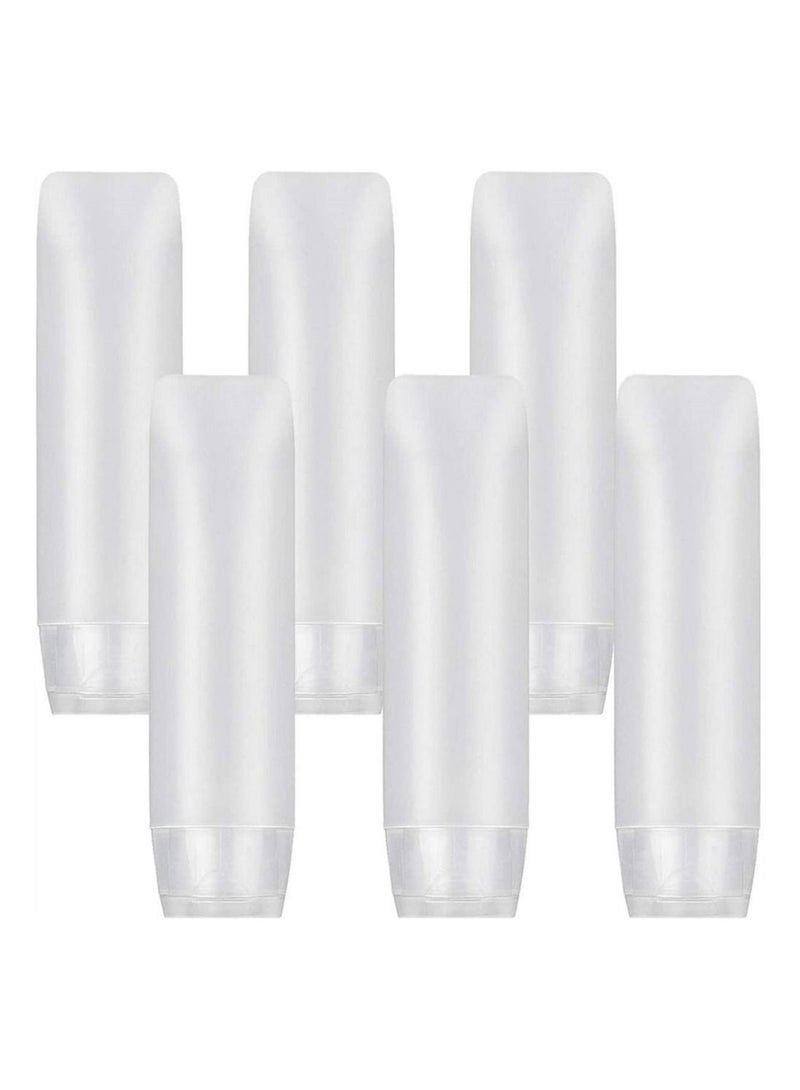 SYOSI 6 Pcs Clear Plastic Empty Travel Bottles Set, TSA Approved Transparent Refillable Cosmetic Containers with Flip Cap Squeezable Tubes for Shampoo Conditioner Lotion Toiletries (BPA Free, 30 ML)  - Image 1