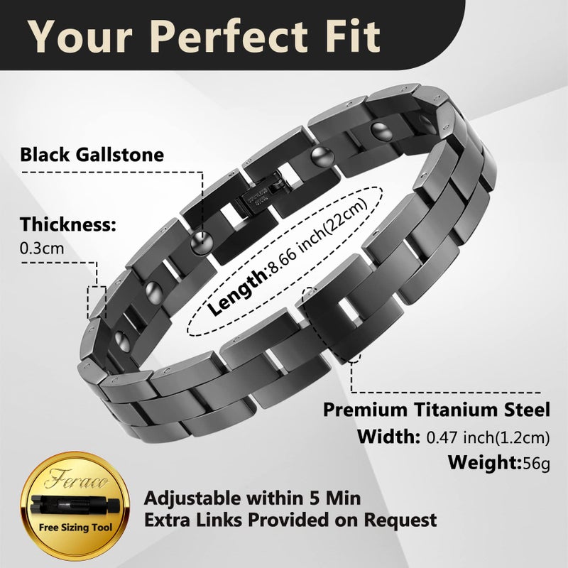 Feraco Magnetic Bracelets for Men Sleek Titanium Stainless Steel Magnetic Therapy Bracelet with Sizing Tool, Jewelry Gifts for Men (Black) - Image 5