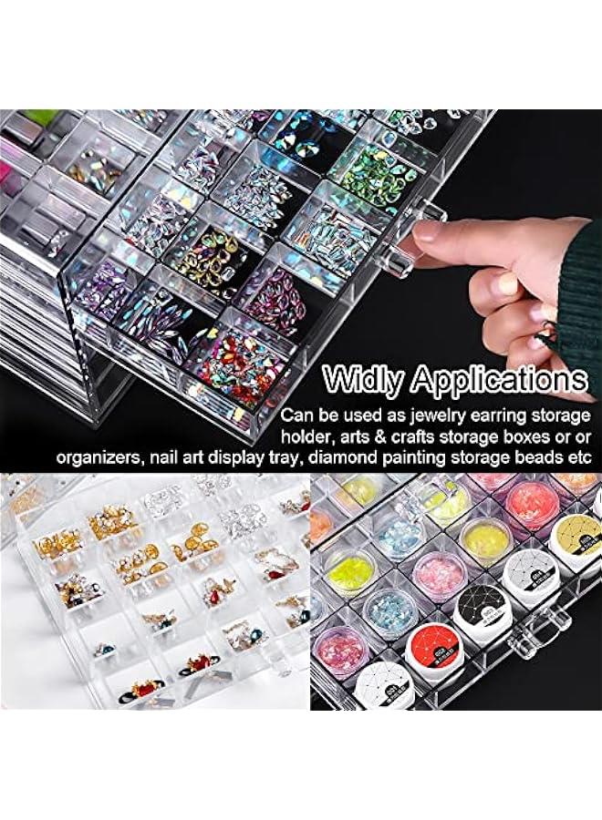 عربست صندوق تخزين أقراط مجوهرات من الاكريليك ، حامل صندوق تخزين مجوهرات مع 5 أدراج ، عرض الحلي الشفاف مع 120 حجيرات صغيرة ، صندوق هدايا للسيدات والفتيات (شفاف) - Image 3