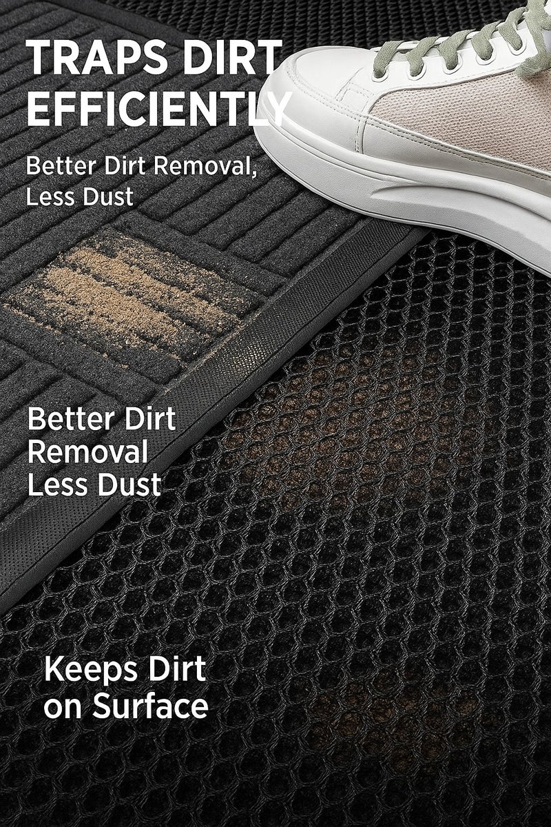 سجادة مدخل مضادة للانزلاق للاستخدام الداخلي والخارجي باللون الأسود مقاس 90×60 سم - Image 3