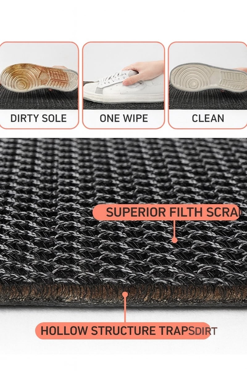 سجادة مدخل مضادة للانزلاق للاستخدام الداخلي والخارجي باللون الأسود مقاس 90×60 سم - Image 5