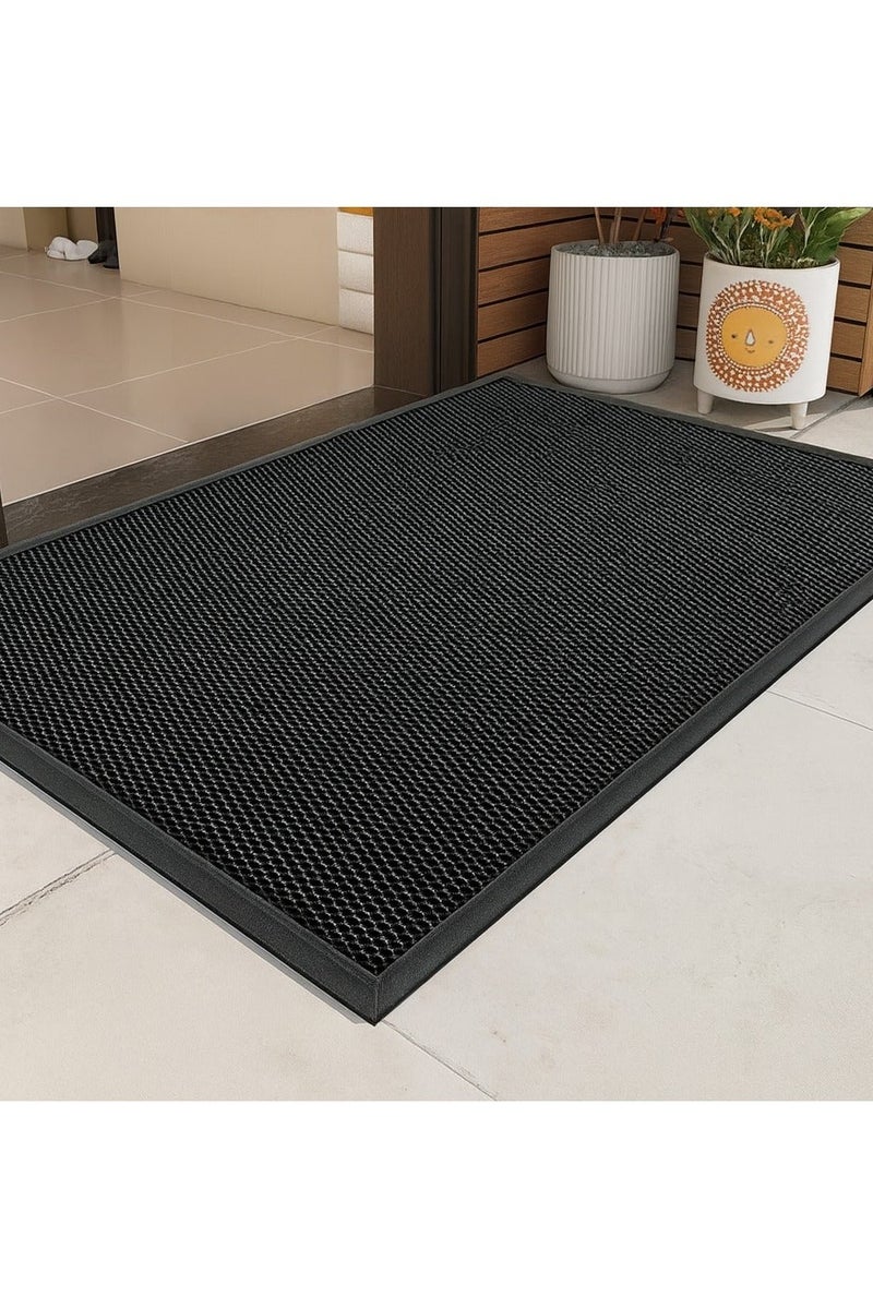 سجادة مدخل مضادة للانزلاق للاستخدام الداخلي والخارجي باللون الأسود مقاس 90×60 سم - Image 2