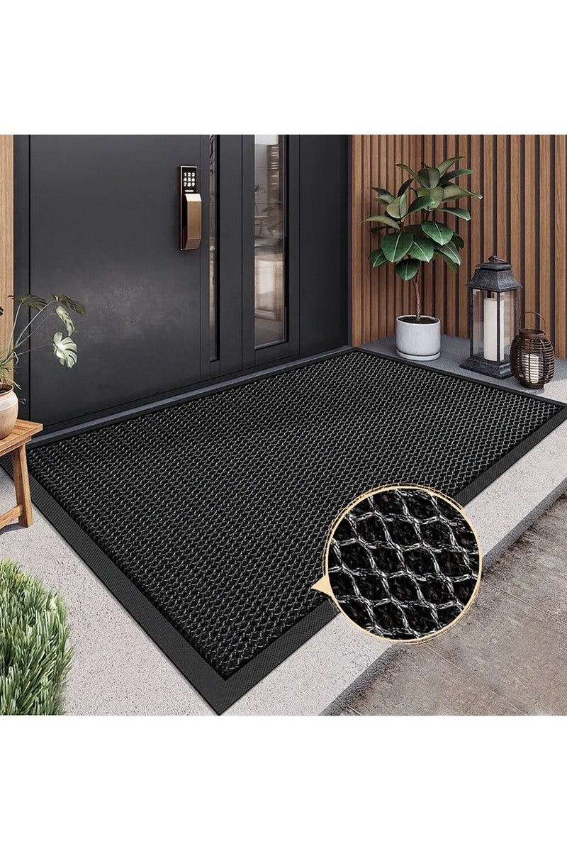 سجادة مدخل مضادة للانزلاق للاستخدام الداخلي والخارجي باللون الأسود مقاس 90×60 سم - Image 1