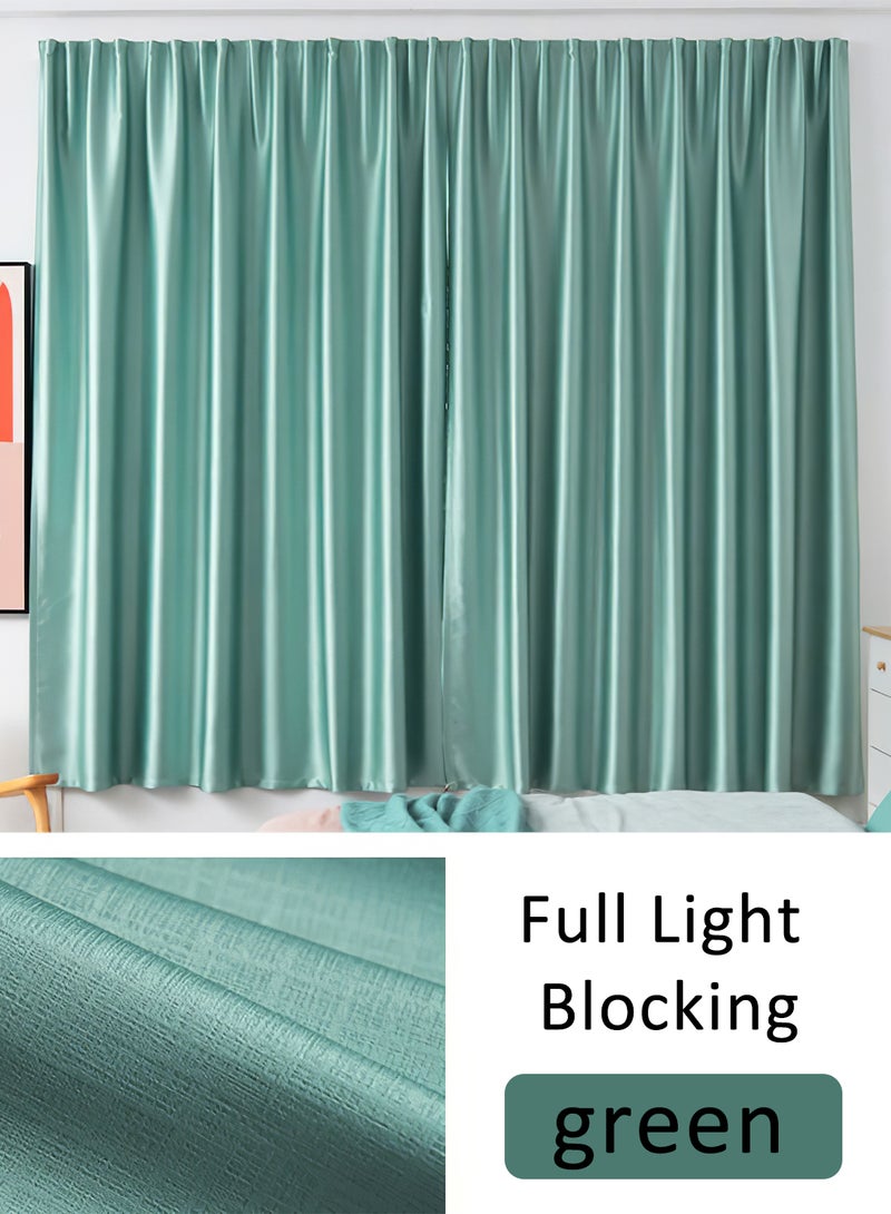 ستائر تعتيم عالية بشريط فيلكرو، لوحة واحدة بدون قضبان وستائر نوافذ معزولة حرارياً لغرفة النوم وغرفة المعيشة (أخضر 100 عرض × 150 ارتفاع سم) - Image 2