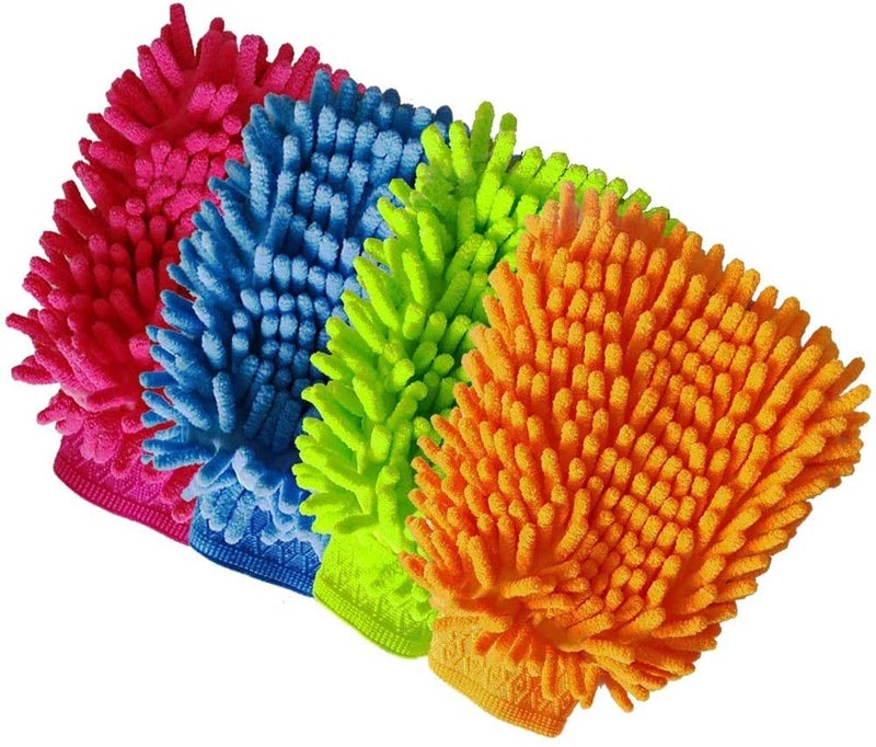 Homenique Pack of 3 Double Sided Microfiber Wash Mitt GlovesDust Cleaning GlovesVehicle Washing Multipurpose House Car Glass LCD Cleaning