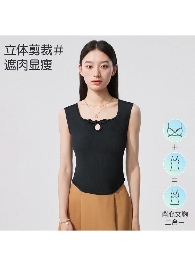 MIIOW High-End Women'S Camisole Undershirt Vest, Chinese Style Frog Button Round Neck Layering Vest, Can Be Worn As Outerwear - Image 5