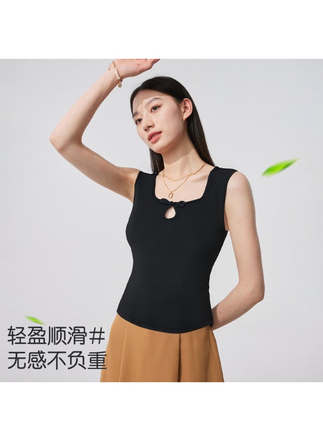 MIIOW High-End Women'S Camisole Undershirt Vest, Chinese Style Frog Button Round Neck Layering Vest, Can Be Worn As Outerwear - Image 4