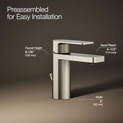 Kohler 23472-4-BN Parallel® Single-Handle Bathroom Sink Faucet, 1.2 gpm, Vibrant Brushed Nickel - Image 3