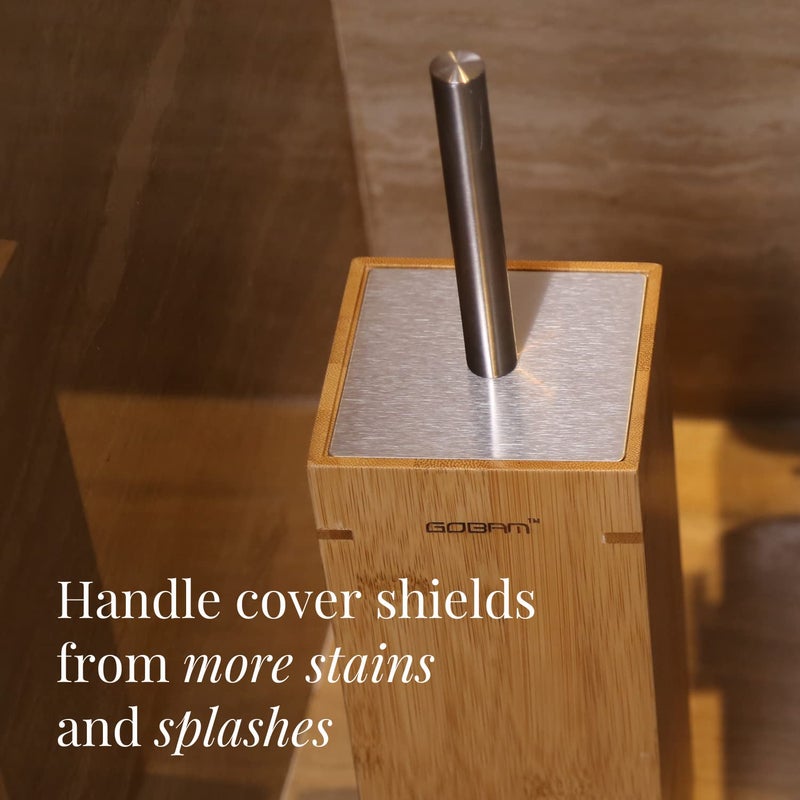 GOBAM Bamboo Toilet Bowl Cleaner with Holder for All Toilet Types - Hidden Stainless Steel Toilet Brush - Bathroom Cleaning Brushes - Toilet Accessories - Natural - Image 4