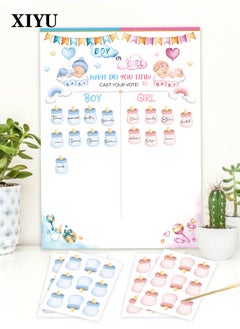 XIYU Baby Gender Reveal Board, Party Supplies Kit with Decorations Games Gender Reveal Voting Poster Board with Stickers  - Image 1
