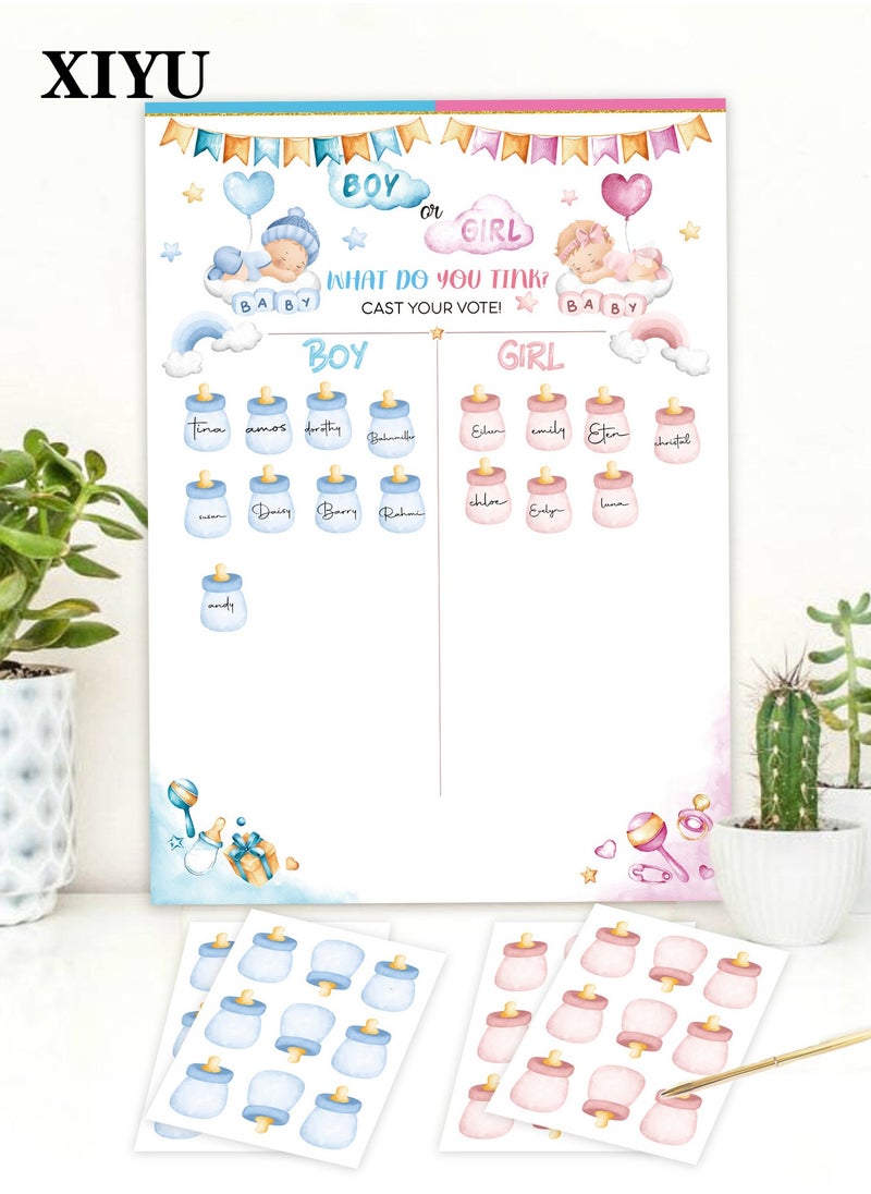 XIYU Baby Gender Reveal Board, Party Supplies Kit with Decorations Games Gender Reveal Voting Poster Board with Stickers  - Image 1