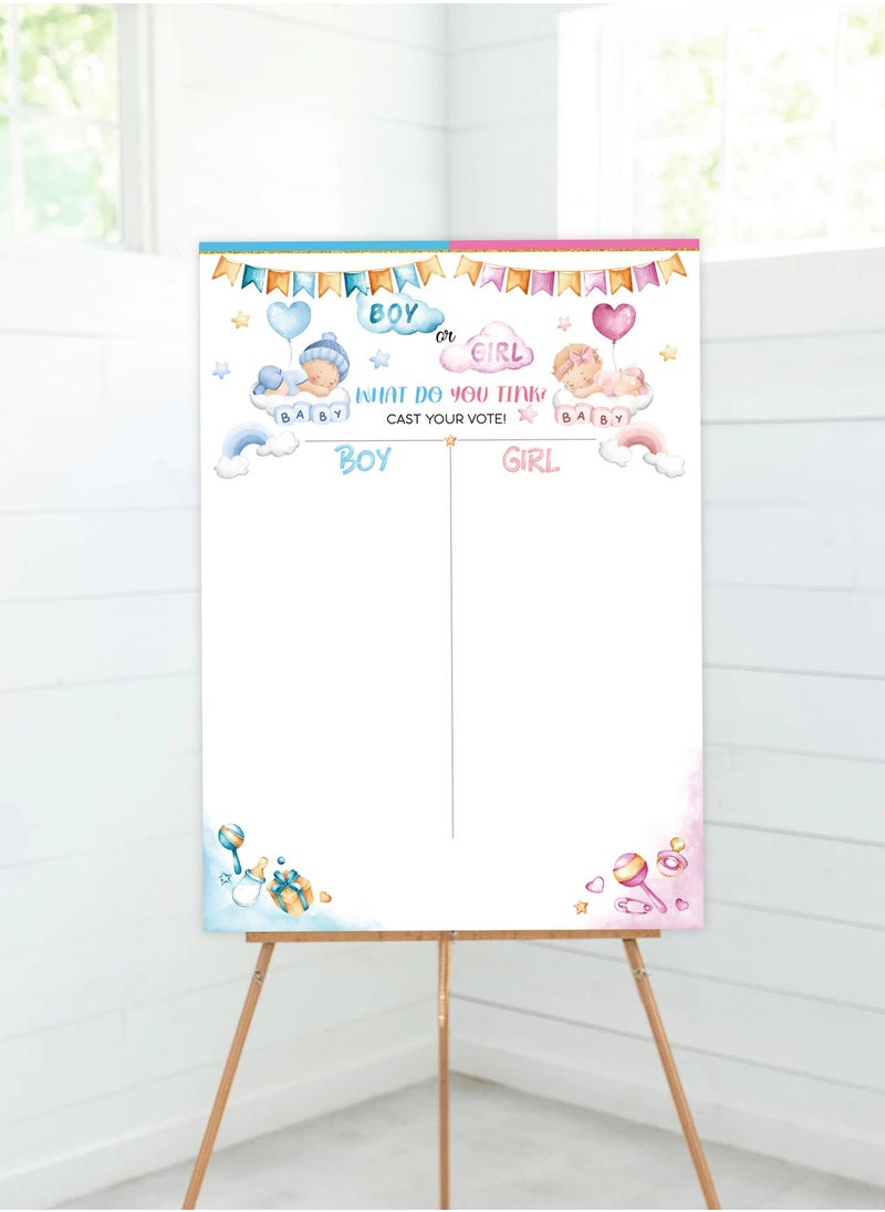 XIYU Baby Gender Reveal Board, Party Supplies Kit with Decorations Games Gender Reveal Voting Poster Board with Stickers  - Image 3