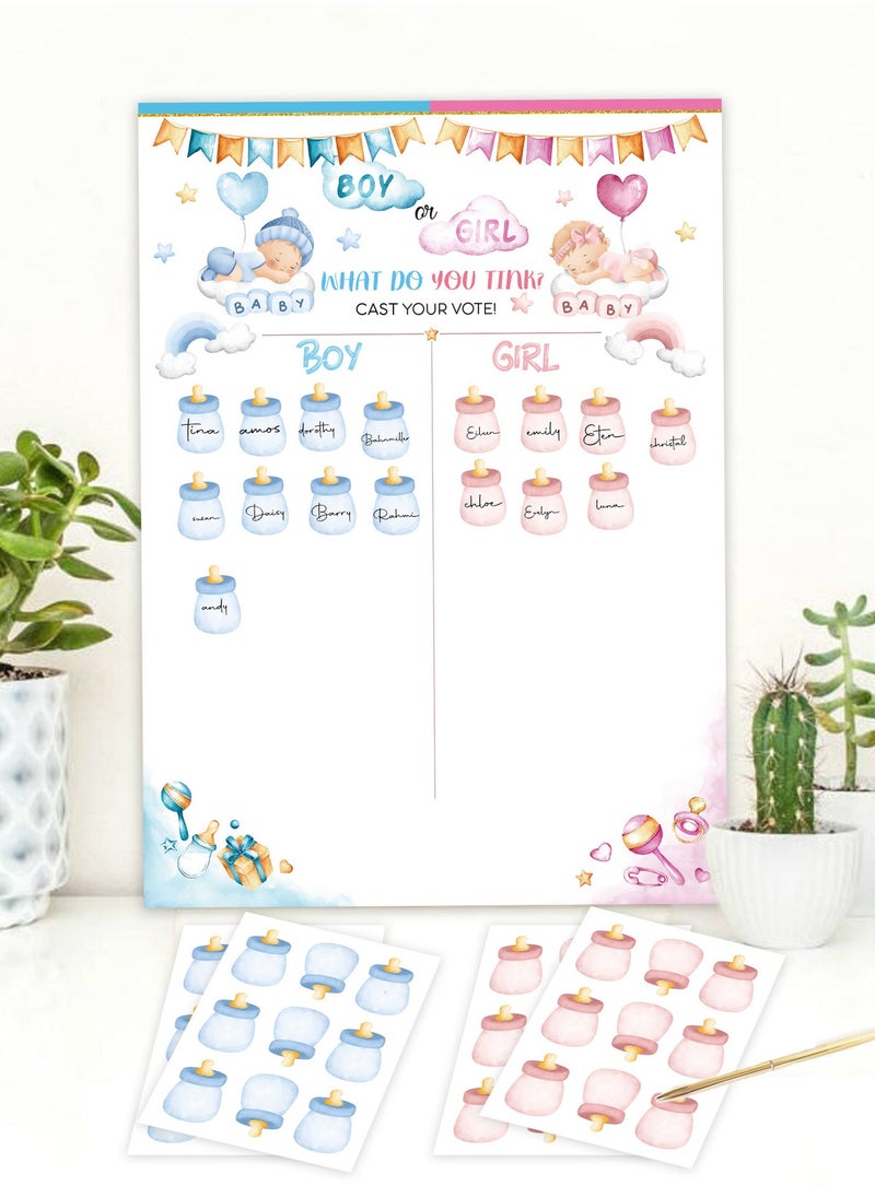 XIYU Baby Gender Reveal Board, Party Supplies Kit with Decorations Games Gender Reveal Voting Poster Board with Stickers  - Image 4