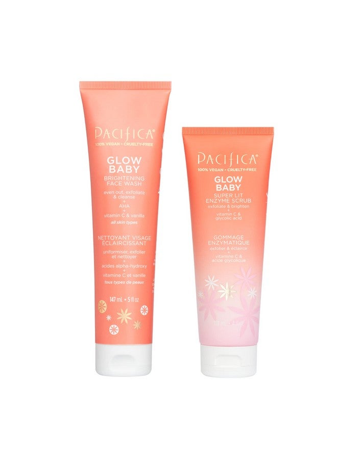 باسيفيكا غسول الوجه بيوتي جلو بيبي لتفتيح الوجه ومقشر الوجه الإنزيمي فيتامين ج وحمض الجليكوليك ومنظف آها وفيتامين هـ ومقشر ناعم وسلس للمسام المسدودة ولطيف على البشرة، نباتي - Image 1