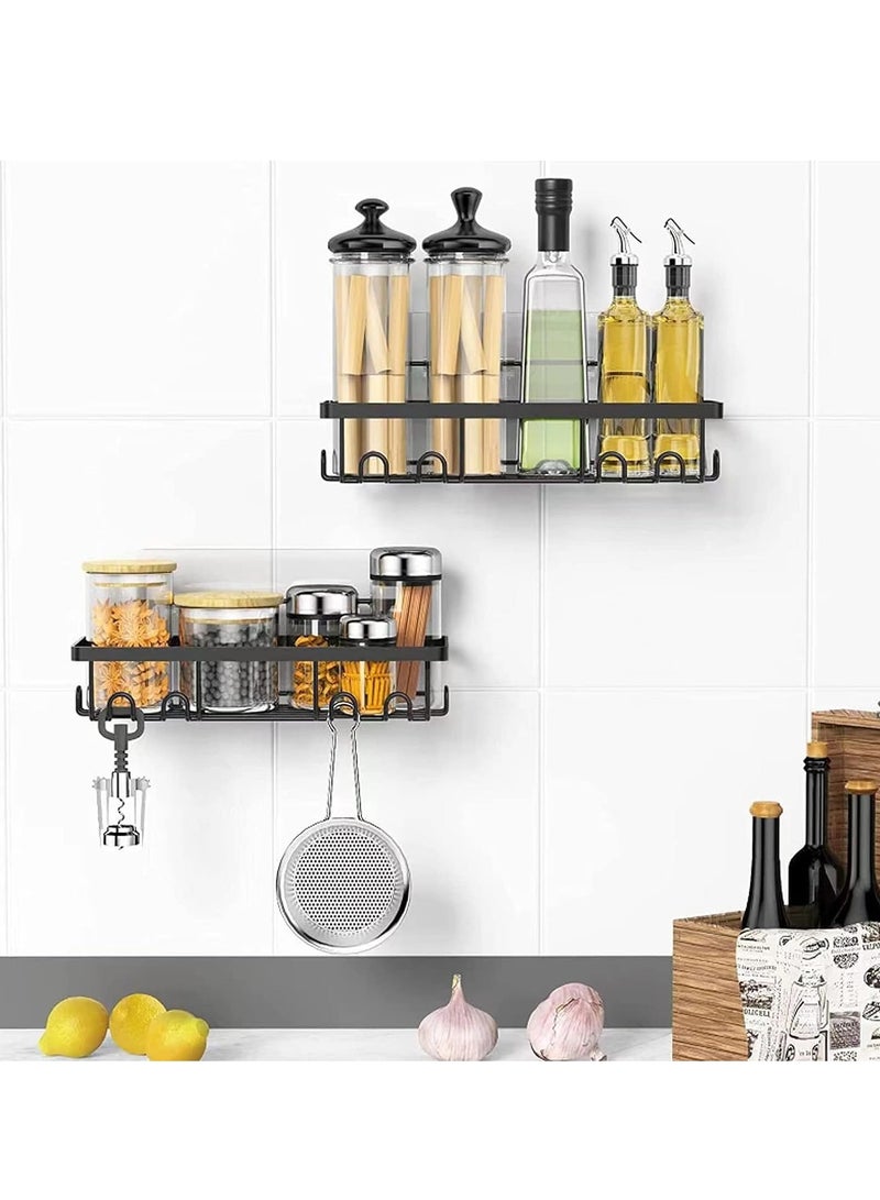 MIXDE 4-Pack Wall-Mountable Shower Caddy Shelf with Hooks - Bathroom, Toilet, Shower, Kitchen Organizer Set - Includes 1 Soap Dish and 1 Shaving Rack - Black - Image 5