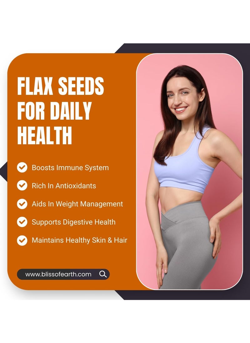 BLISS OF EARTH - Chia Seeds and Flaxseed Combo for Weight Loss Raw Plant Based Seeds for Planting High Protein Superfood Flax Seeds and Chia Seed Fiber and Omega 3 Rich Seeds for Tea Smoothie and Baking 600gm Each - Image 1