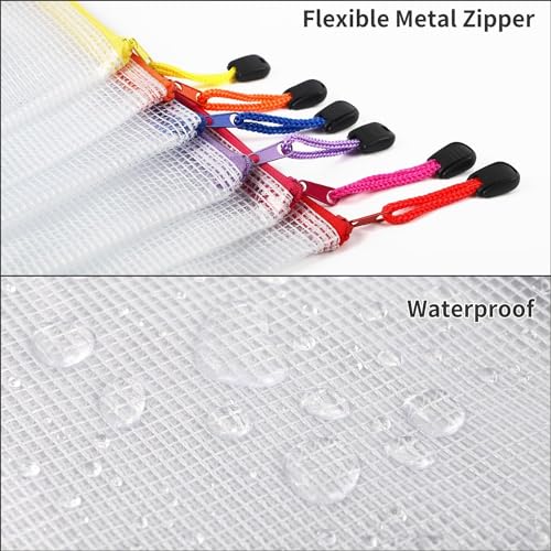 EOOUT 30pcs Mesh Zipper Pouch Bags, 8 Sizes Plastic Bags, 8 Colors Waterproof Pouches with slide fastener for Organization, Multipurpose for Travel, School Supplies, Office and Home Organization - Image 4