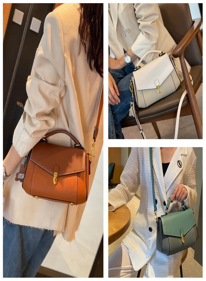 imeetu Genuine Leather Crossbody Bag for Women, Tote Bag Removable Shoulder Strap(Beige) - Image 2