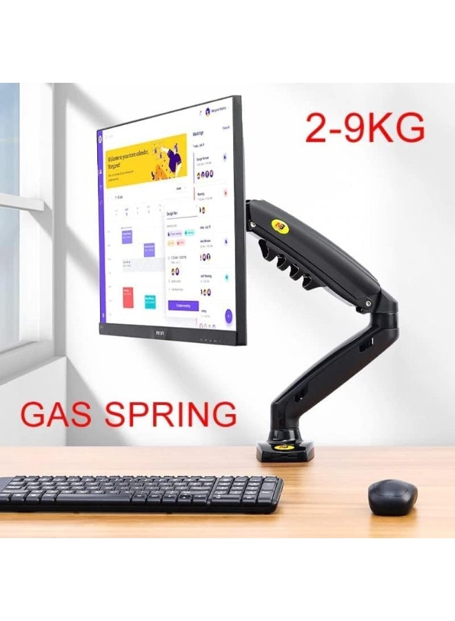 F80 Adjustable Gas Spring Desktop Monitor Mount for 17-27 inch LCD/LED Monitors, Supports Weight from 2 to 9 kg, Black - Image 1