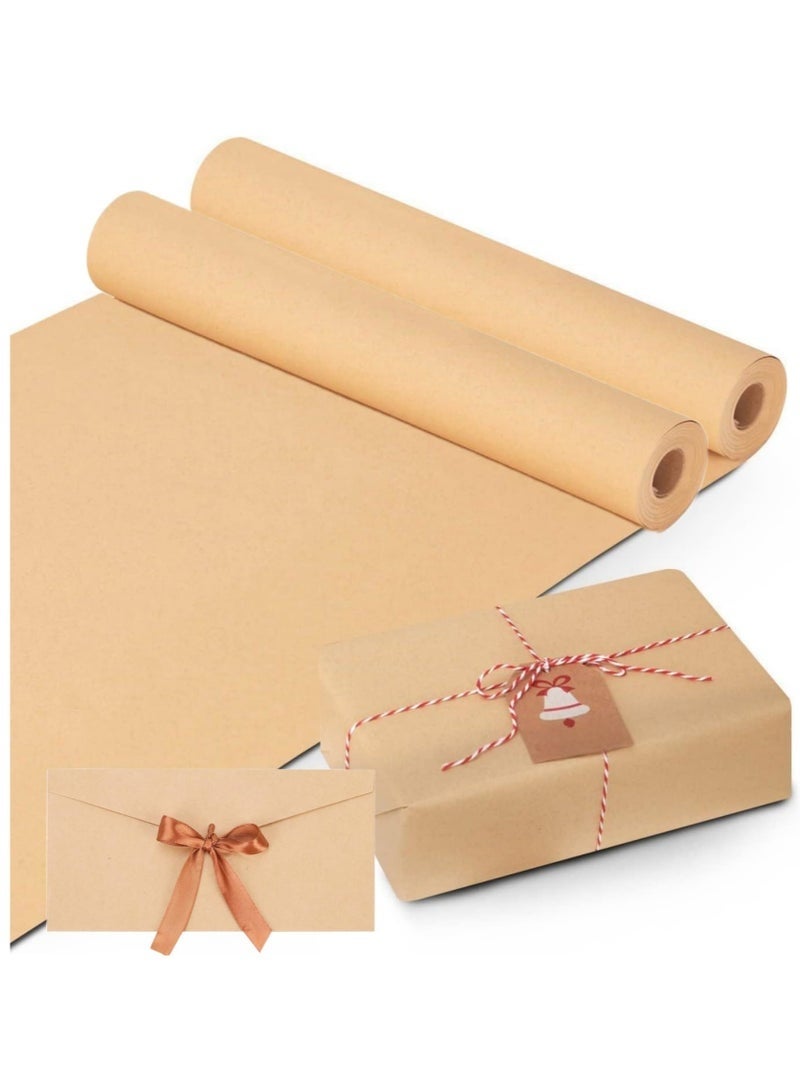 Bukela 2 Roll of Kraft Paper (44 cm x 30 cm) 80gsm, Wrapping Paper Roll, Craft Paper Gift Wrapping Bulletin Board Arts & Crafts, Bouquet Flower Table Covering Poster Packing Paper - Image 1