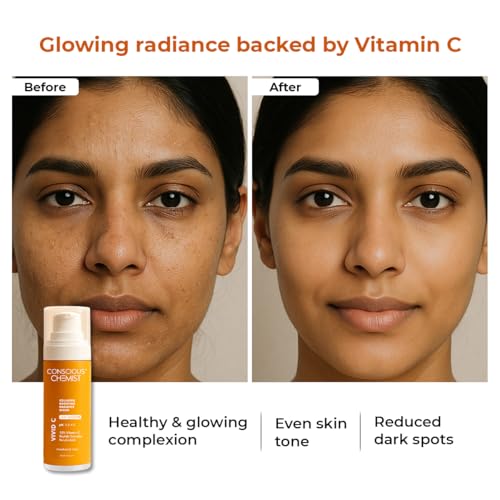 Conscious Chemist Vitamin C 10 Face Serum 30ml Brightening AntiAging Serum with Ferulic Acid Reduces Dark Circles Fine Lines Dullness For Glowing Skin Men Women - Image 3