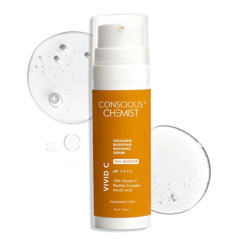 Conscious Chemist Vitamin C 10 Face Serum 30ml Brightening AntiAging Serum with Ferulic Acid Reduces Dark Circles Fine Lines Dullness For Glowing Skin Men Women - Image 2