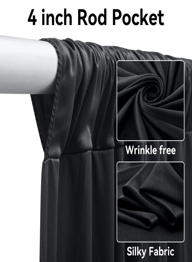 Htper 4 Panels 5x20ft Black Ceiling Drapes for Wedding Parties, Wrinkle Free Thick Polyester 20ft Extra Long Draping Black Ceiling Curtains Arch Drapery for Birthday Party Canopy Tent Decor - Image 2