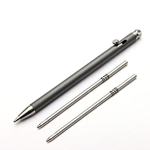 EKLOEN Mini Titanium Pen, Creative Signature Pen Bolt Action Pen Cool Keychain Accessories Useful Gadgets Outdoor Tool(Gray) - Image 1