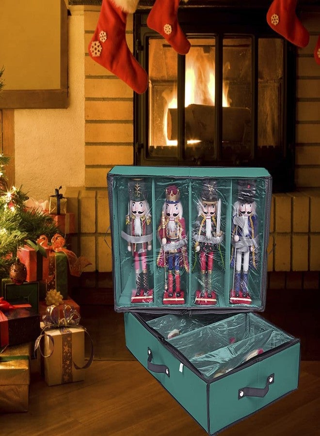 ProPik 2 Pack Christmas Figures Storage Box | Each Holds 4 Holiday Figurines up to 16” | Adjustable Nutcracker Decor Ornament Storage Container | Xmas Decorations Accessories Boxes (Green) - Image 2