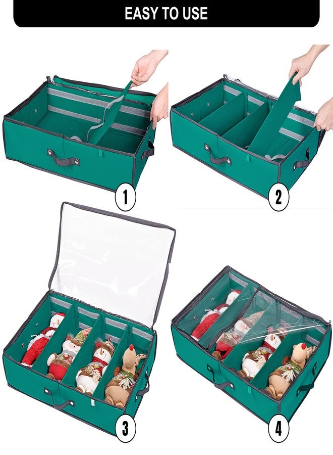 ProPik 2 Pack Christmas Figures Storage Box | Each Holds 4 Holiday Figurines up to 16” | Adjustable Nutcracker Decor Ornament Storage Container | Xmas Decorations Accessories Boxes (Green) - Image 3