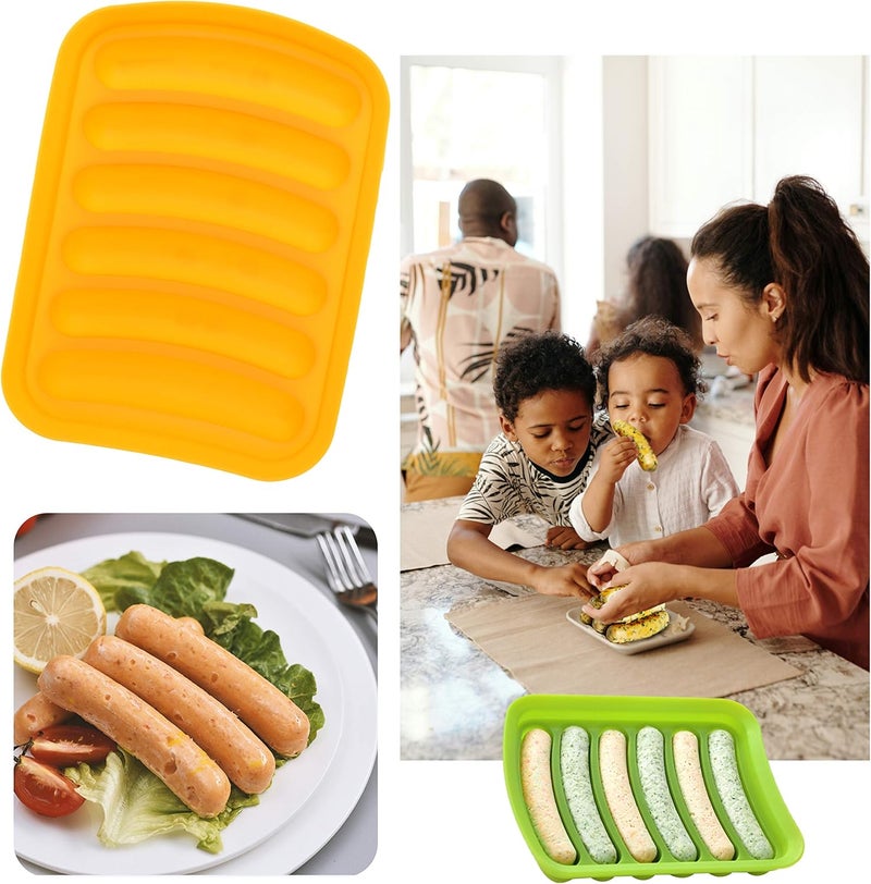 Kare Kind 2x Silicone Sausage Molds - Non-Stick Flexible Hotdog Maker - 6-Cavity Baking Cooking Steaming Container - DIY Homemade Sausages - Includes 2x Silicone Mini Brushes and 20x Pastry Bags - Image 5