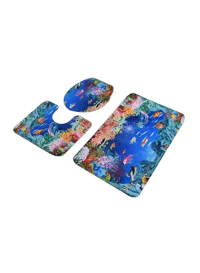 هوم كونسيبت 3 مجموعات من سجادة حمام مضادة للانزلاق + غطاء مرحاض + سجادة حمام متعددة الألوان - Image 3