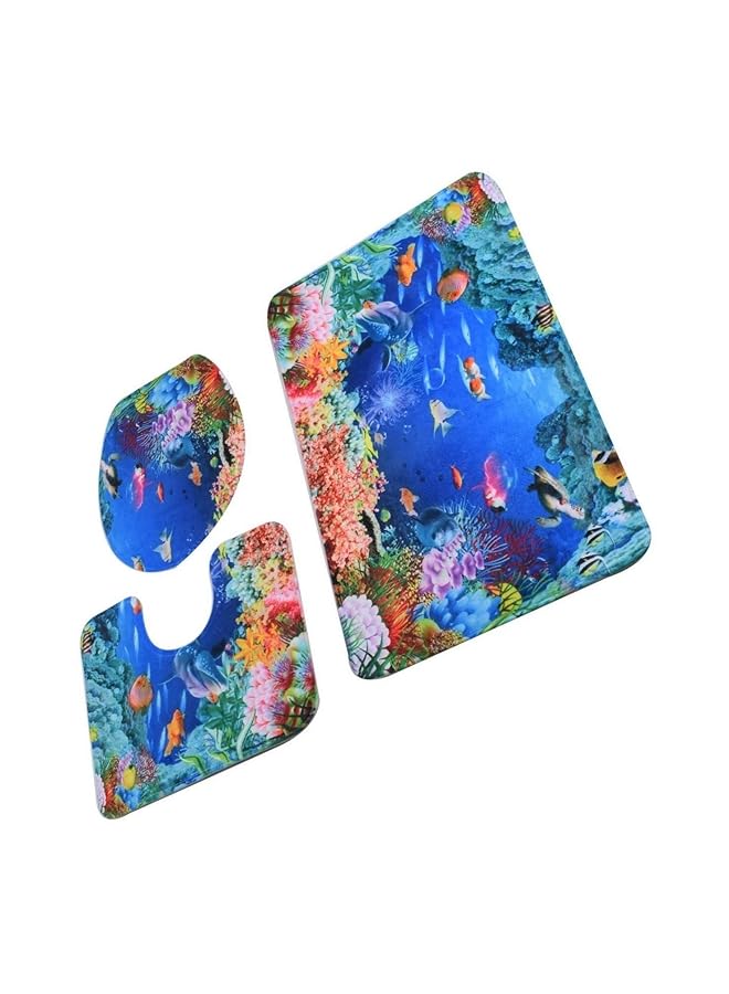 هوم كونسيبت 3 مجموعات من سجادة حمام مضادة للانزلاق + غطاء مرحاض + سجادة حمام متعددة الألوان - Image 2