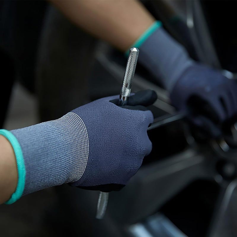 RUFCRIL Work Gloves With Grip for Men and Women, Nitrile Coated Working Gloves with Reinforced Non-slip Palm,Touchscreen Gardening Gloves, Breathable & Thin Mechanic Gloves - Grey - Image 5