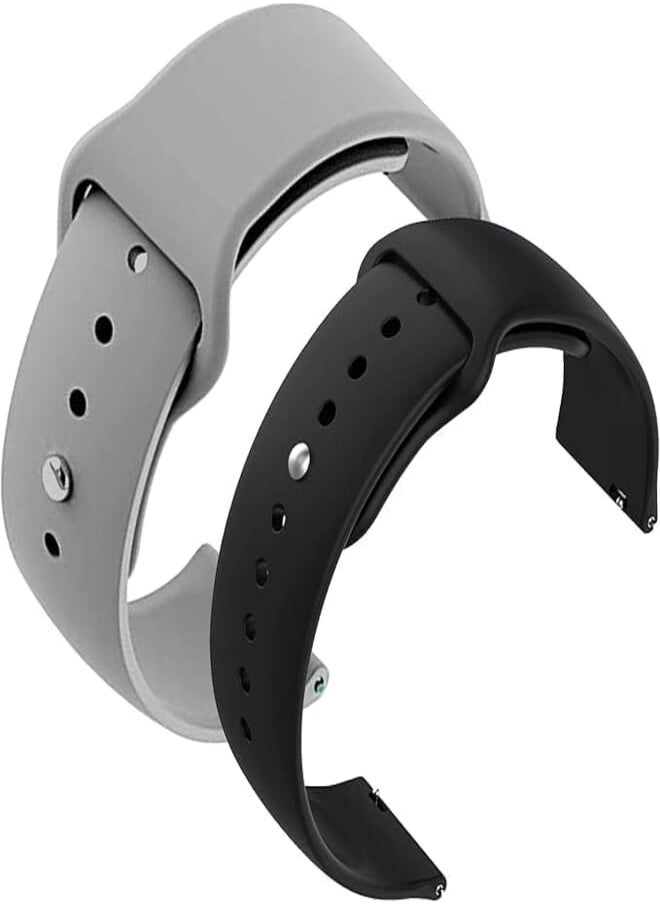 Next Next Store Genuine 22mm Silicone Strap Compatible with Realme Watch 2 Pro (Set of 2 Colors), MEDIUM, Silicone, Gray, Adult Unisex 