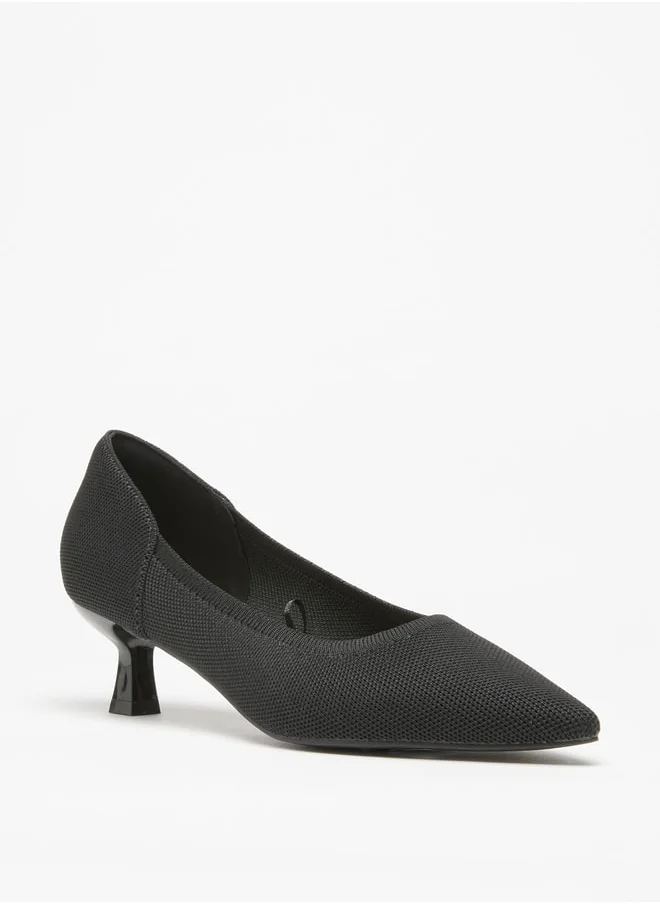 فلورا بيلا من شو إكسبرس Women's Textured Pointed Toe Slip-On Pumps with Kitten Heels