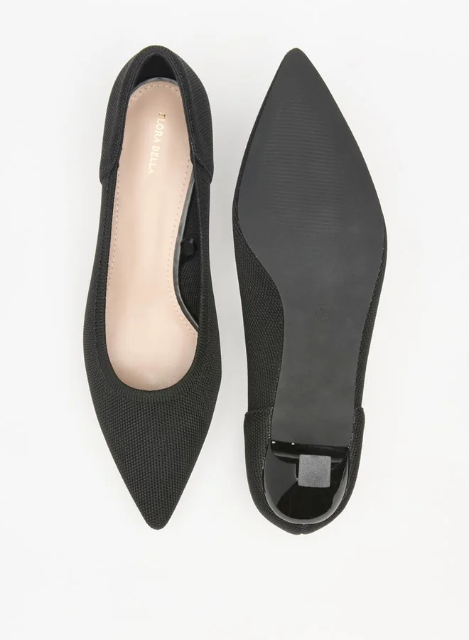 فلورا بيلا من شو إكسبرس Women's Textured Pointed Toe Slip-On Pumps with Kitten Heels
