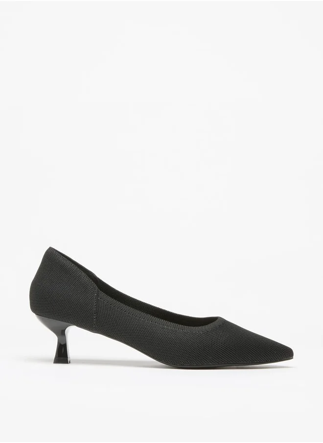 فلورا بيلا من شو إكسبرس Women's Textured Pointed Toe Slip-On Pumps with Kitten Heels