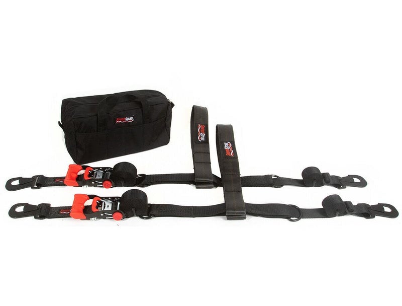 SpeedStrap Essential 4,000LBS UTV 1.5" Black Ratchet Straps w/Tire Bonnets & Storage Bag | Tie-Down Kit | PAIR - Image 1