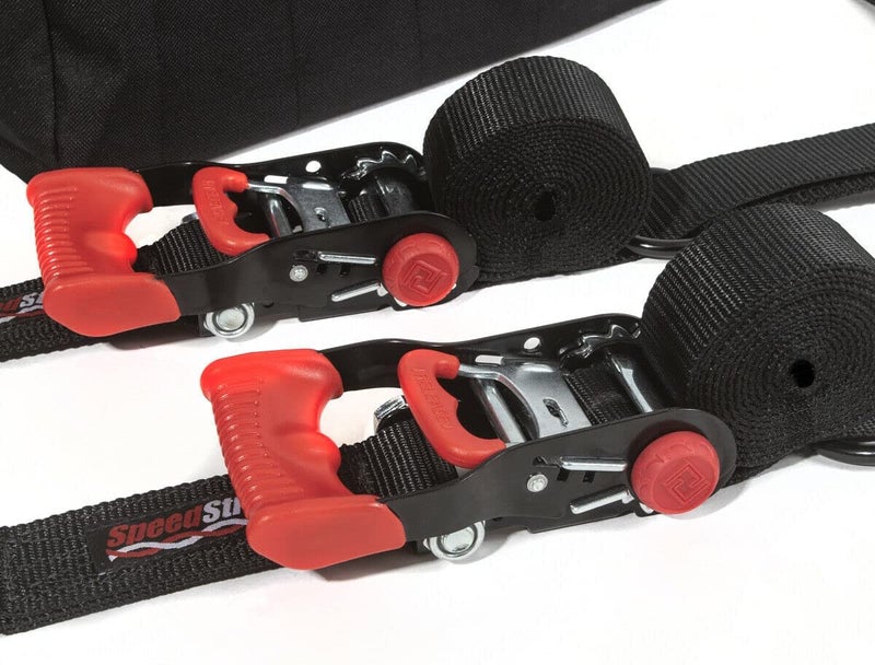 SpeedStrap Essential 4,000LBS UTV 1.5" Black Ratchet Straps w/Tire Bonnets & Storage Bag | Tie-Down Kit | PAIR - Image 3