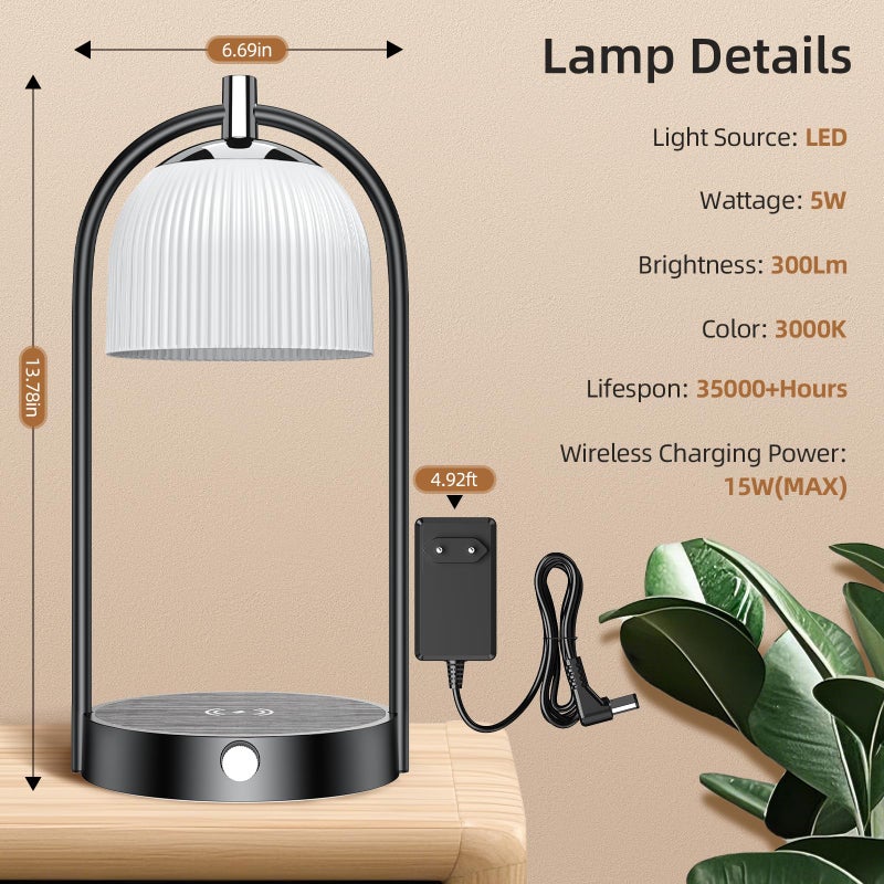 Koopala 15W Wireless Charging Bedside LED Table Lamps Set of 2, Modern Small Nightstand Lights with Type-C&USB-Port, Dimmable Night Desk Lamp for Reading Bedroom Dinner Living Room Home Office-Black - Image 3