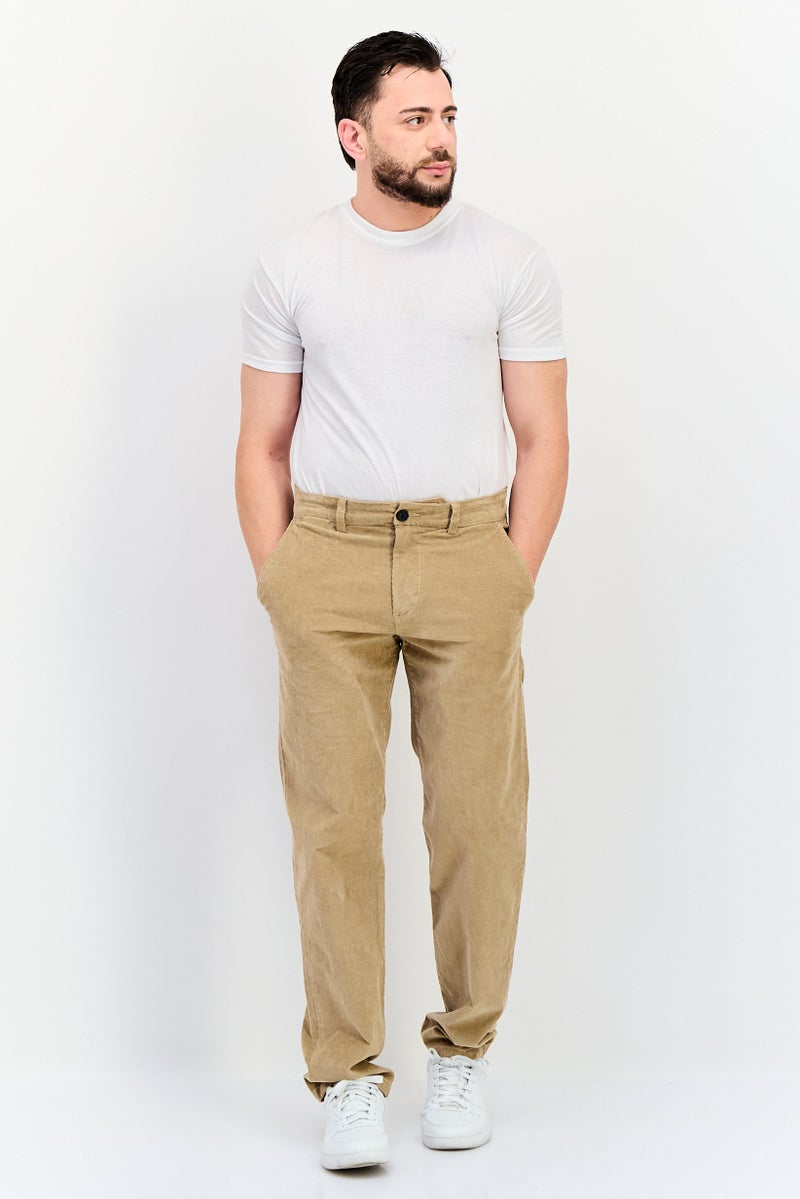 Selected Homme Men Straight Fit Textured Straight Leg Corduroy Pants, Tan - Image 4