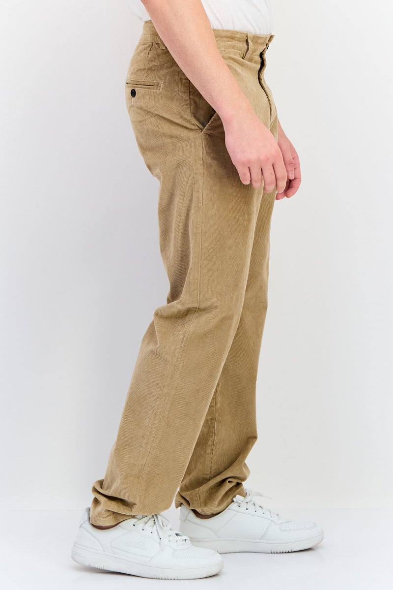 Selected Homme Men Straight Fit Textured Straight Leg Corduroy Pants, Tan - Image 2