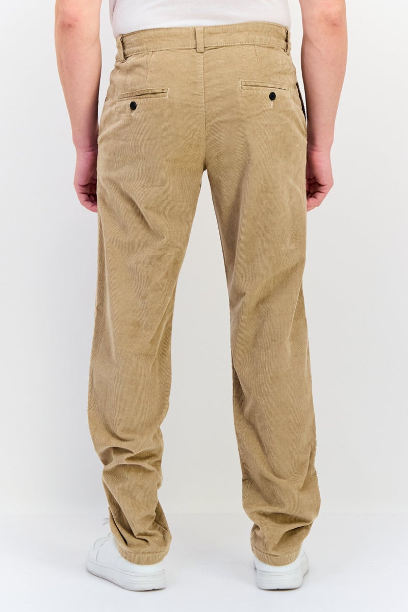 Selected Homme Men Straight Fit Textured Straight Leg Corduroy Pants, Tan - Image 3